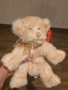 Russ Beige Plush Teddy Bear with Ribbon Bow